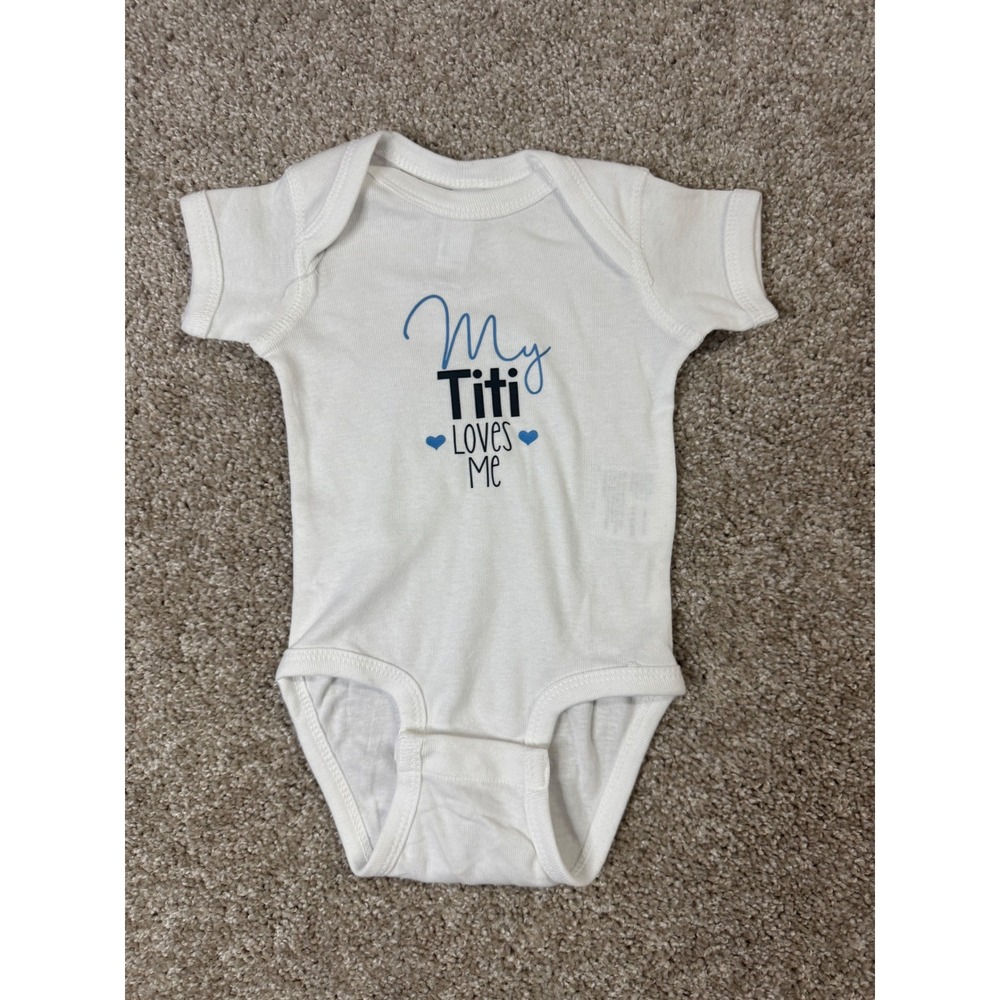 Rabbit Skins My Titi Loves Me White Graphic Bodysuit Infant 6 Months Sleeveless